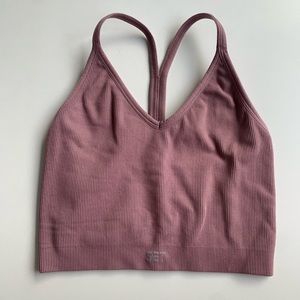 SET ACTIVE Ribbed V Top in Ginger